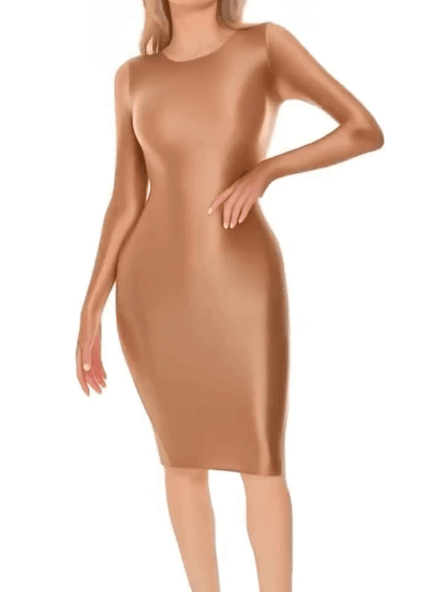Shiny Bodycon Midi Dress #fashion #chic #dress #outfit #clothing