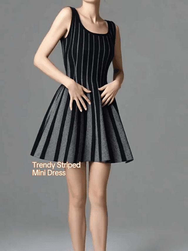 Striped Mini Dress For Women Trendy#fashion #luckeladybug #trends #style #dress