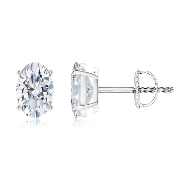Lab-Grown Oval Diamond Solitaire Stud Earings