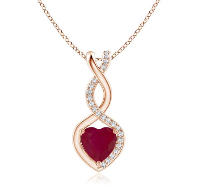 Ruby Infinity Heart Pendant with Diamonds 