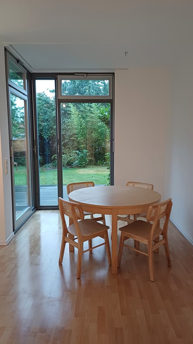 These beautiful chairs fit perfectly around the round table in our guest apartment